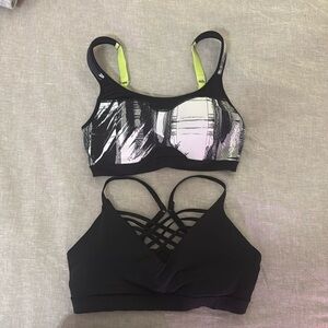 Two sport bras. 
Ascic ( no tag fits like a medium)
Bcg bra size medium